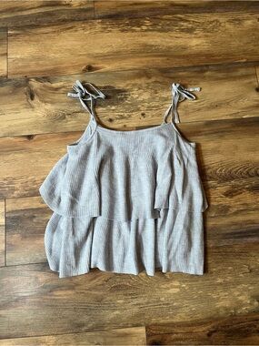 J.Crew Collection 100% Merino Wool Rib Knit Tie Strap Blue Tank Top Women L